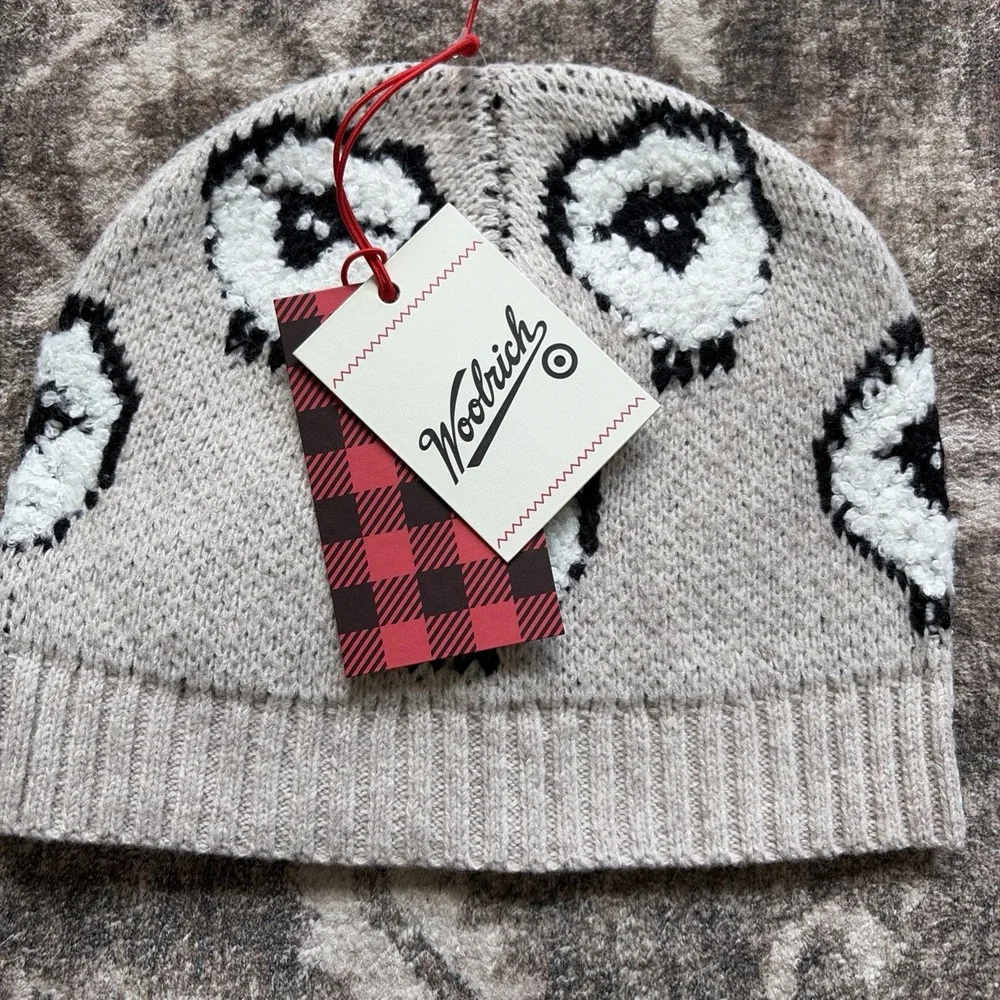 Adult Sheep Print Beanie - Woolrich x Target Taupe - Exclusive Hat - New